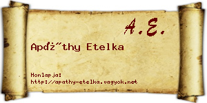 Apáthy Etelka névjegykártya